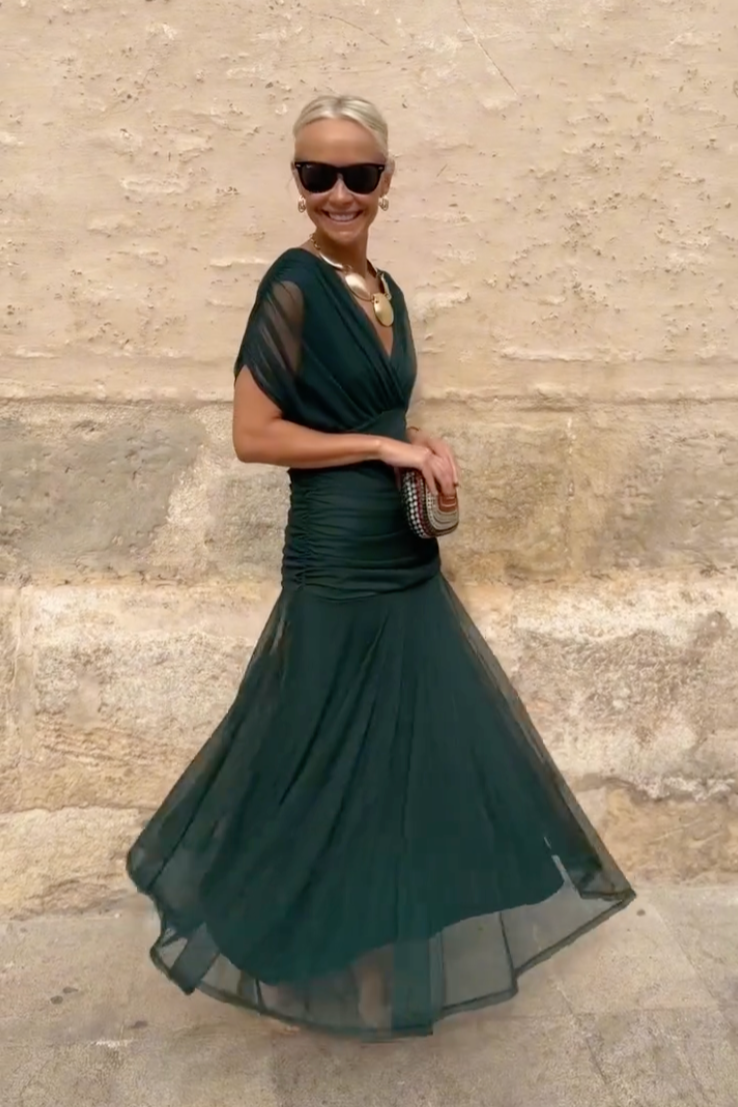 HELENA | Robe Maxi de Fête Élégante à Col V