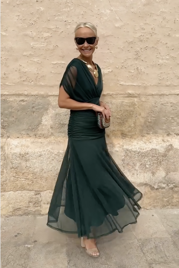 HELENA | Robe Maxi de Fête Élégante à Col V