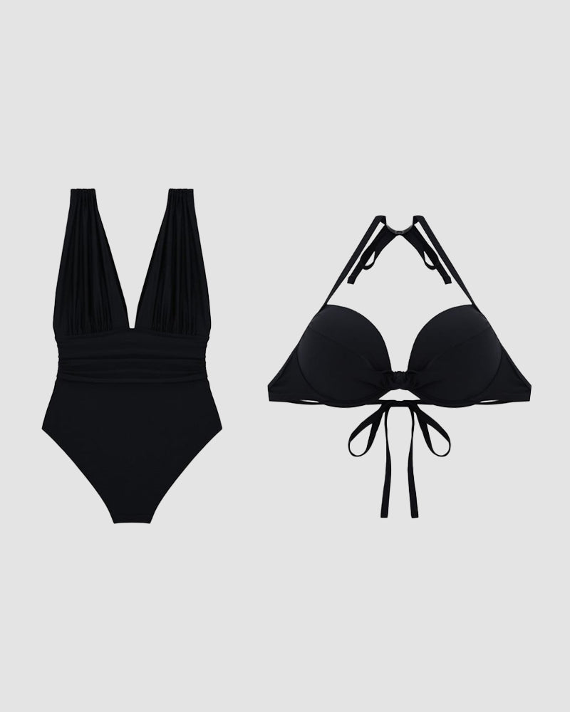 CÉLINE | Maillot de bain sculptant col V avec effet ventre plat