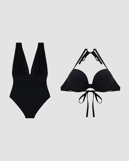 CÉLINE | Maillot de bain sculptant col V avec effet ventre plat