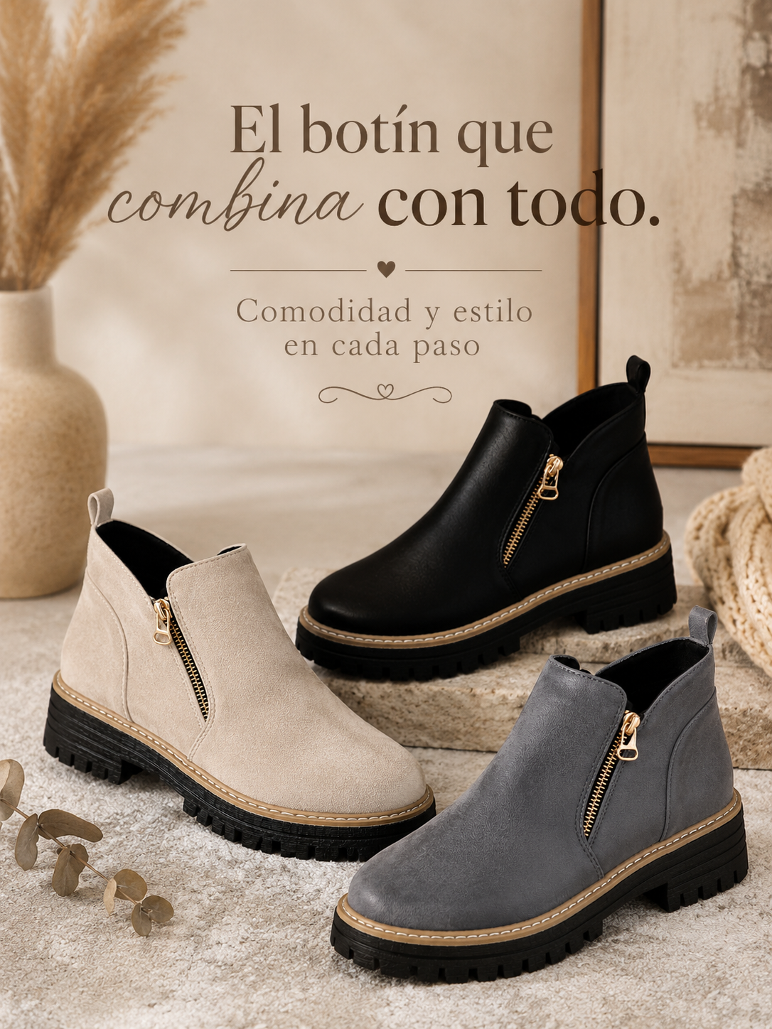 Alexia | Botines Urban Track con Cremallera Latera