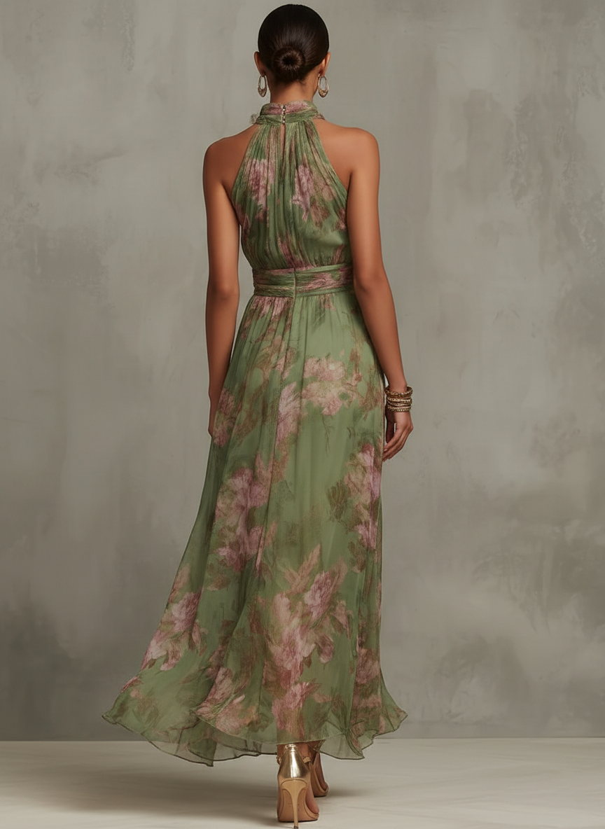 ELINA | Robe longue dos nu à fleurs
