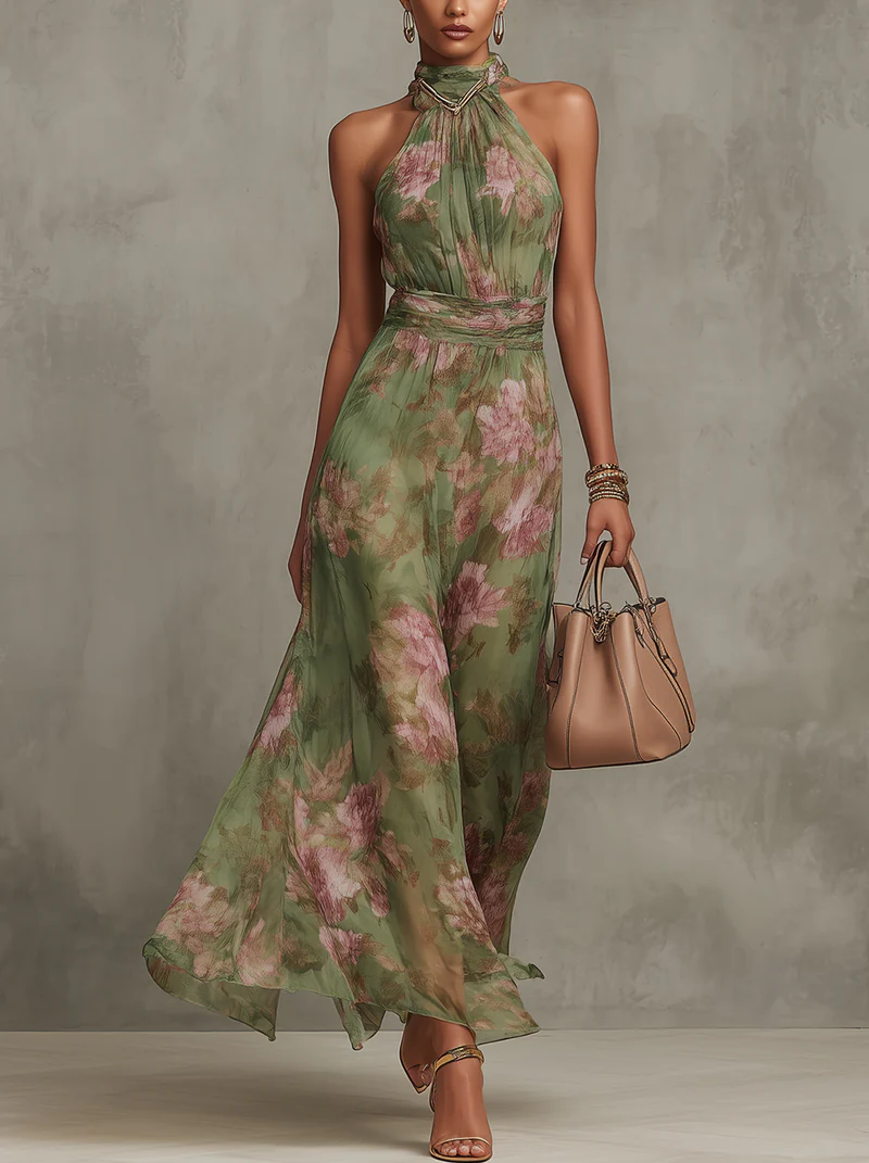 ELINA | Robe longue dos nu à fleurs